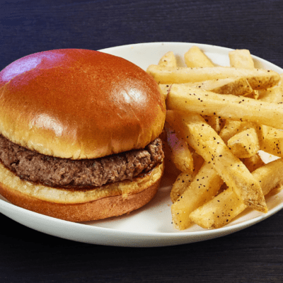 a kids size burger with fries