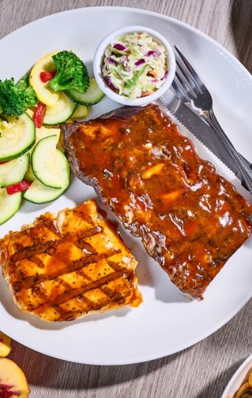Spicy Peach BBQ Chicken & Ribs