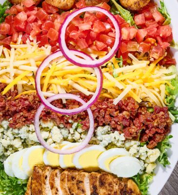 Cobb salad with chicken and shrimp