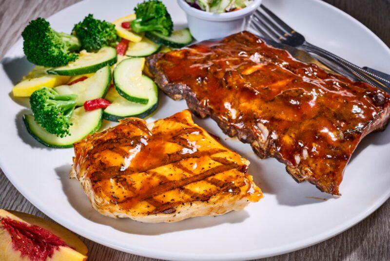Spicy Peach BBQ Chicken & Ribs